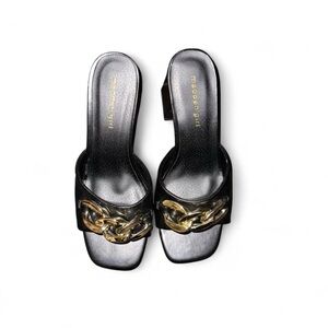 Madden Girl Black Heels with Gold Chain